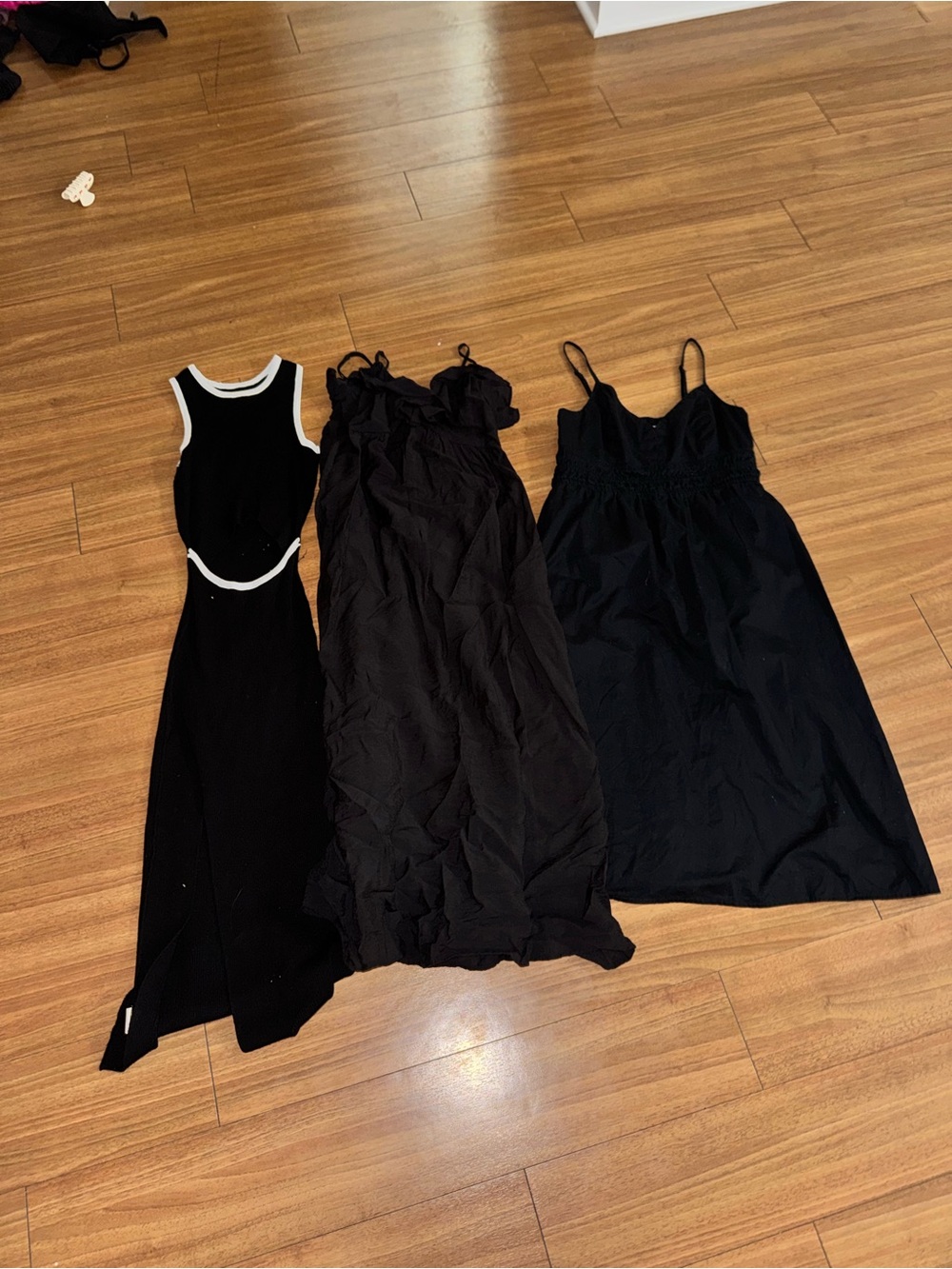 H&M Black Midi Dress Trio — Sleeveless & Spaghetti Strap Styles
